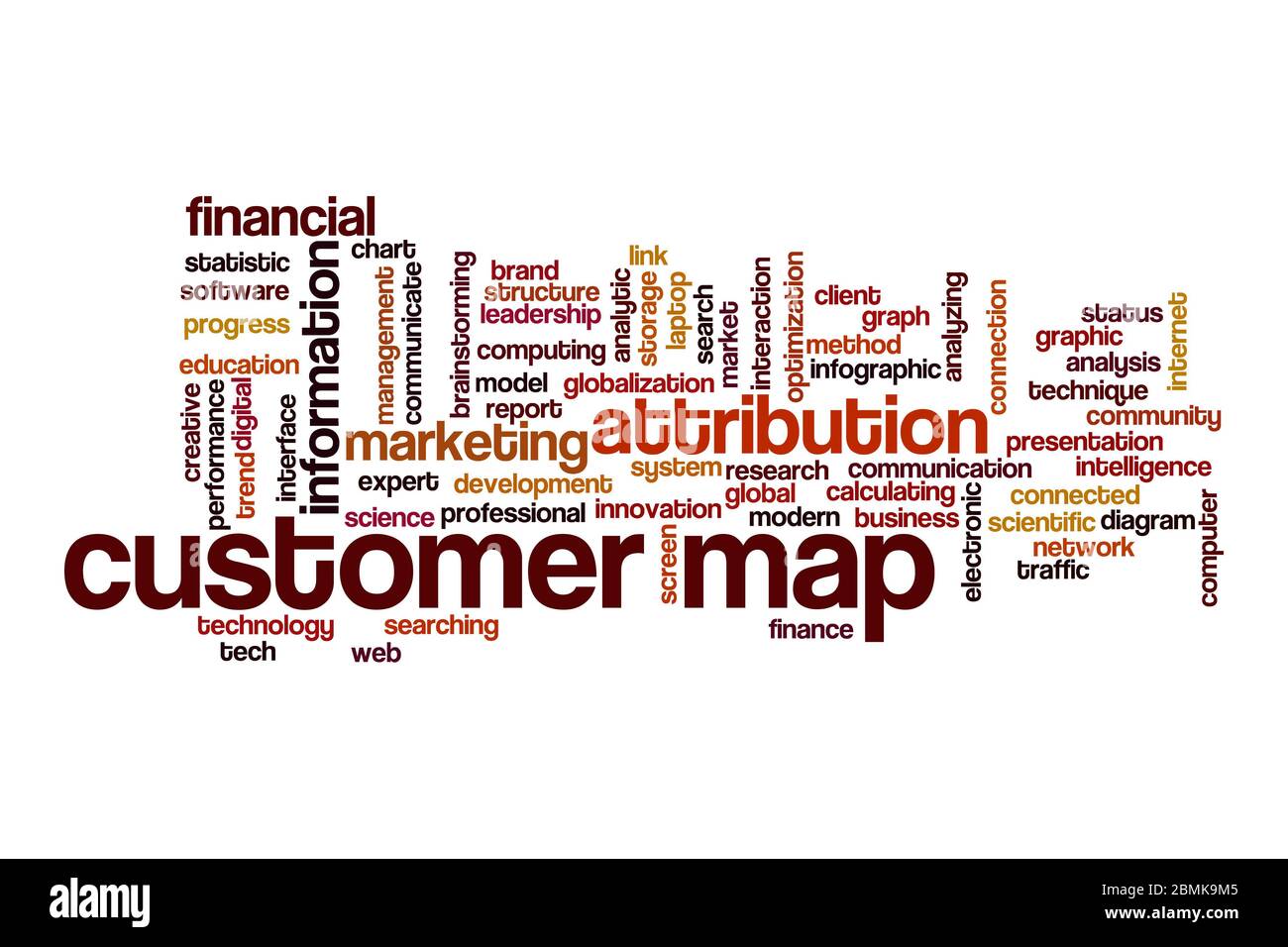 Customer map word cloud concept on white background Stock Photo