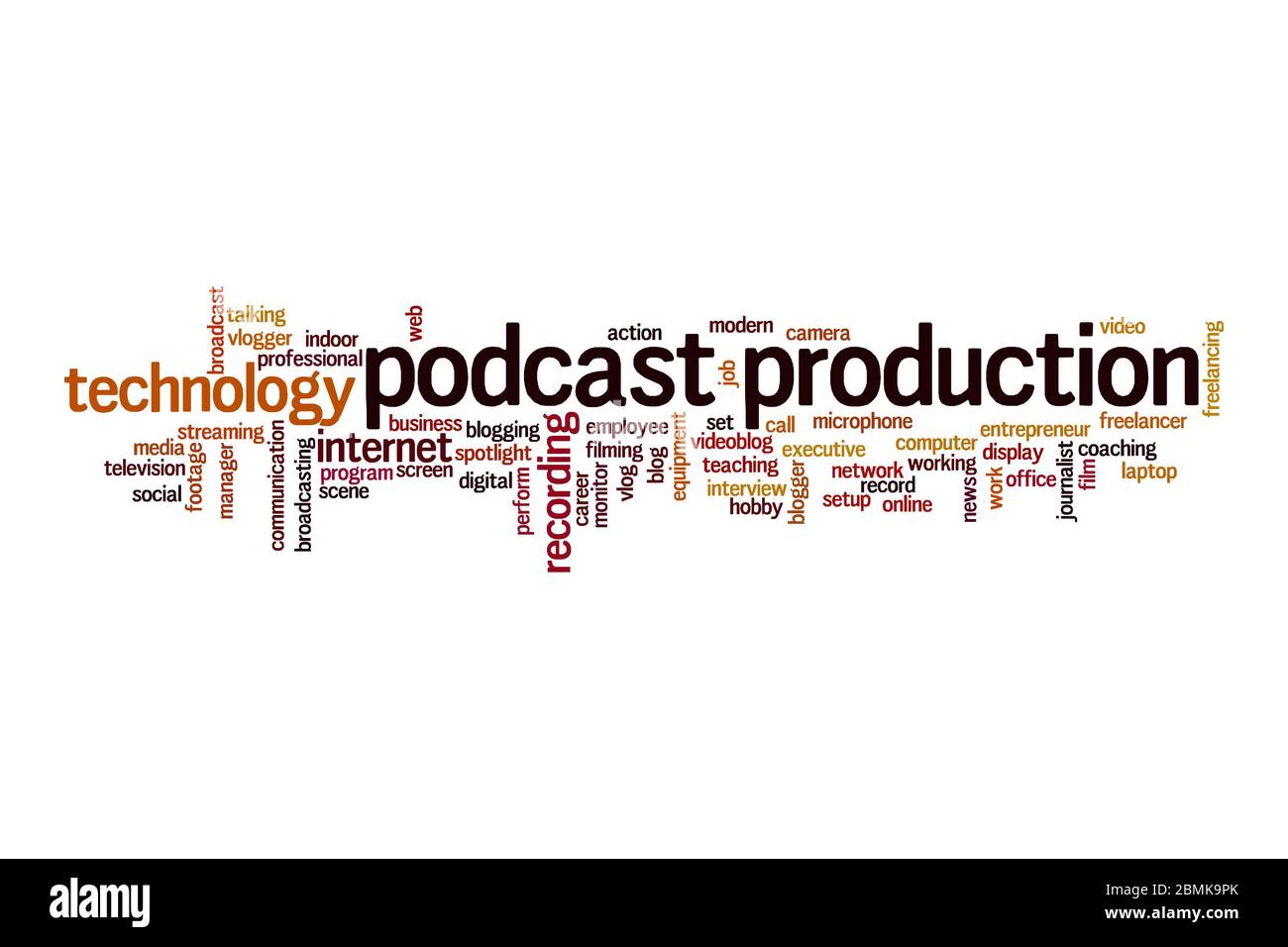 Podcast production word cloud concept on white background Stock Photo