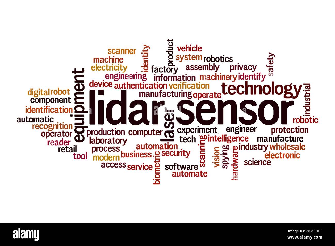 Lidar sensor word cloud concept on white background Stock Photo