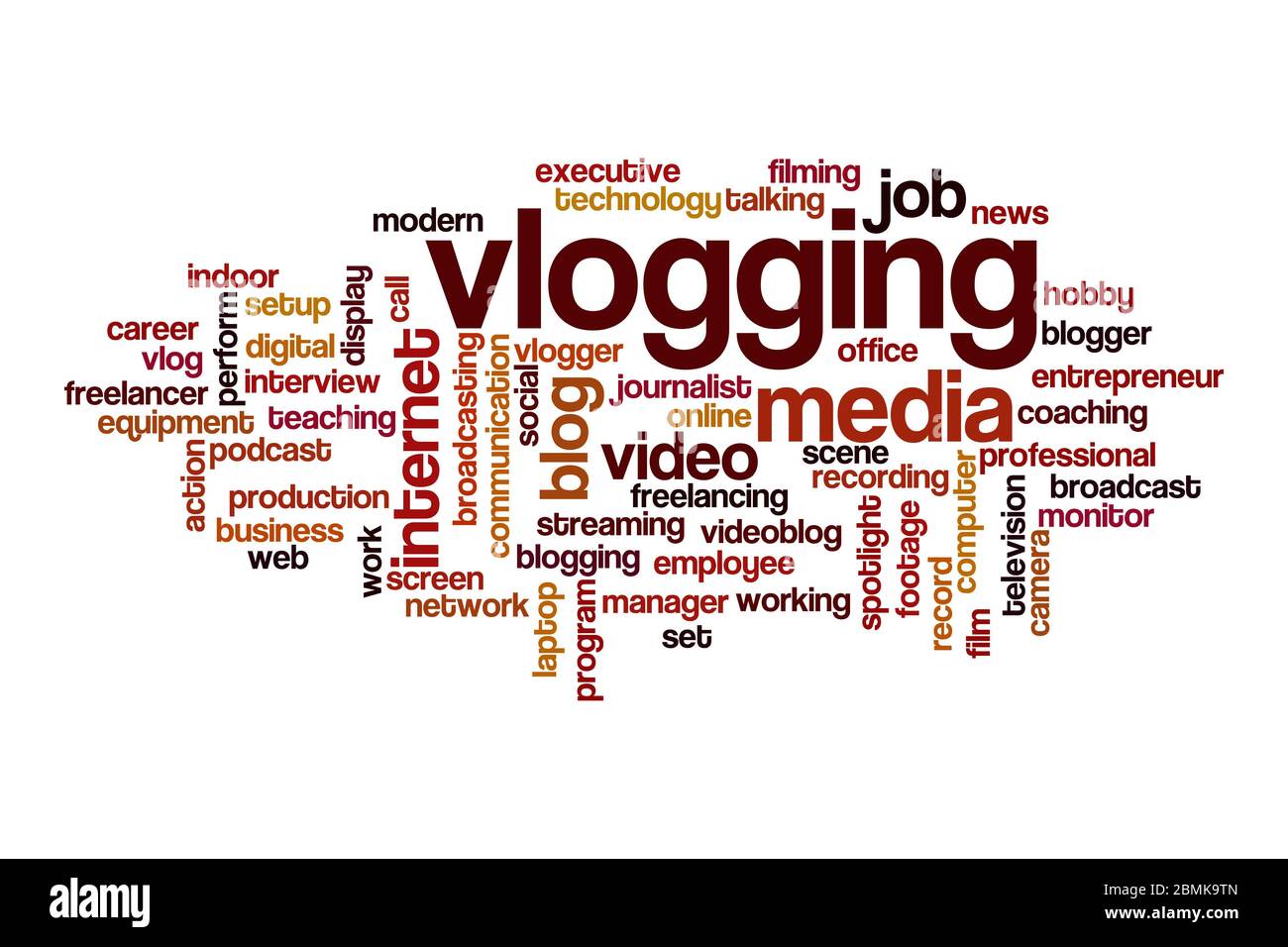 Vlogging word cloud concept on white background Stock Photo
