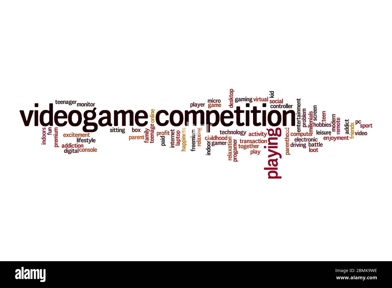 Videogame competition word cloud concept on white background Stock Photo