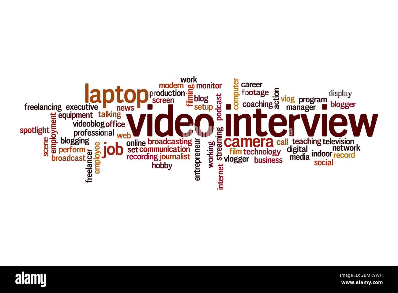 Video interview word cloud concept on white background Stock Photo