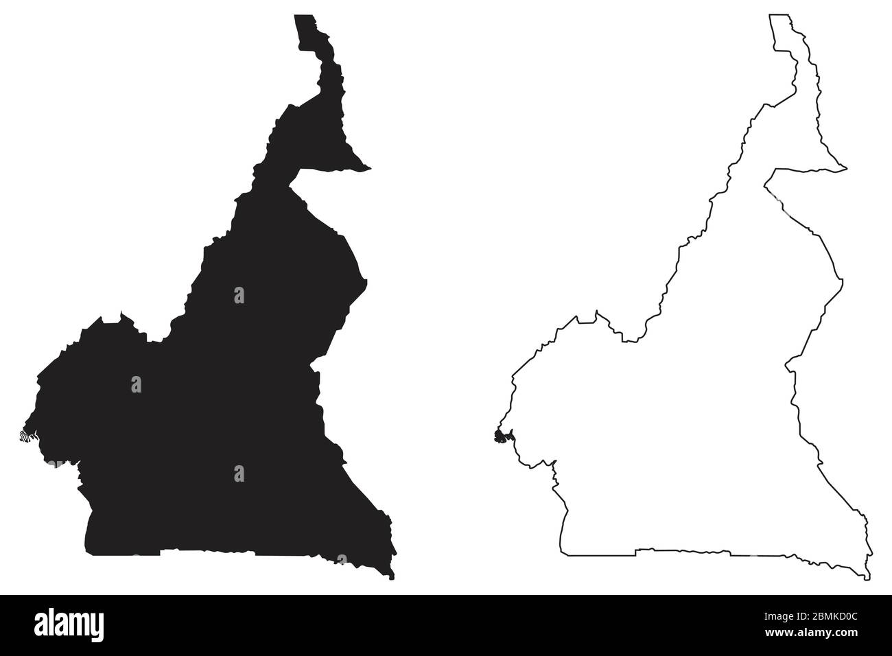 Cameroon Country Map. Black silhouette and outline isolated on white background. EPS Vector Stock Vector