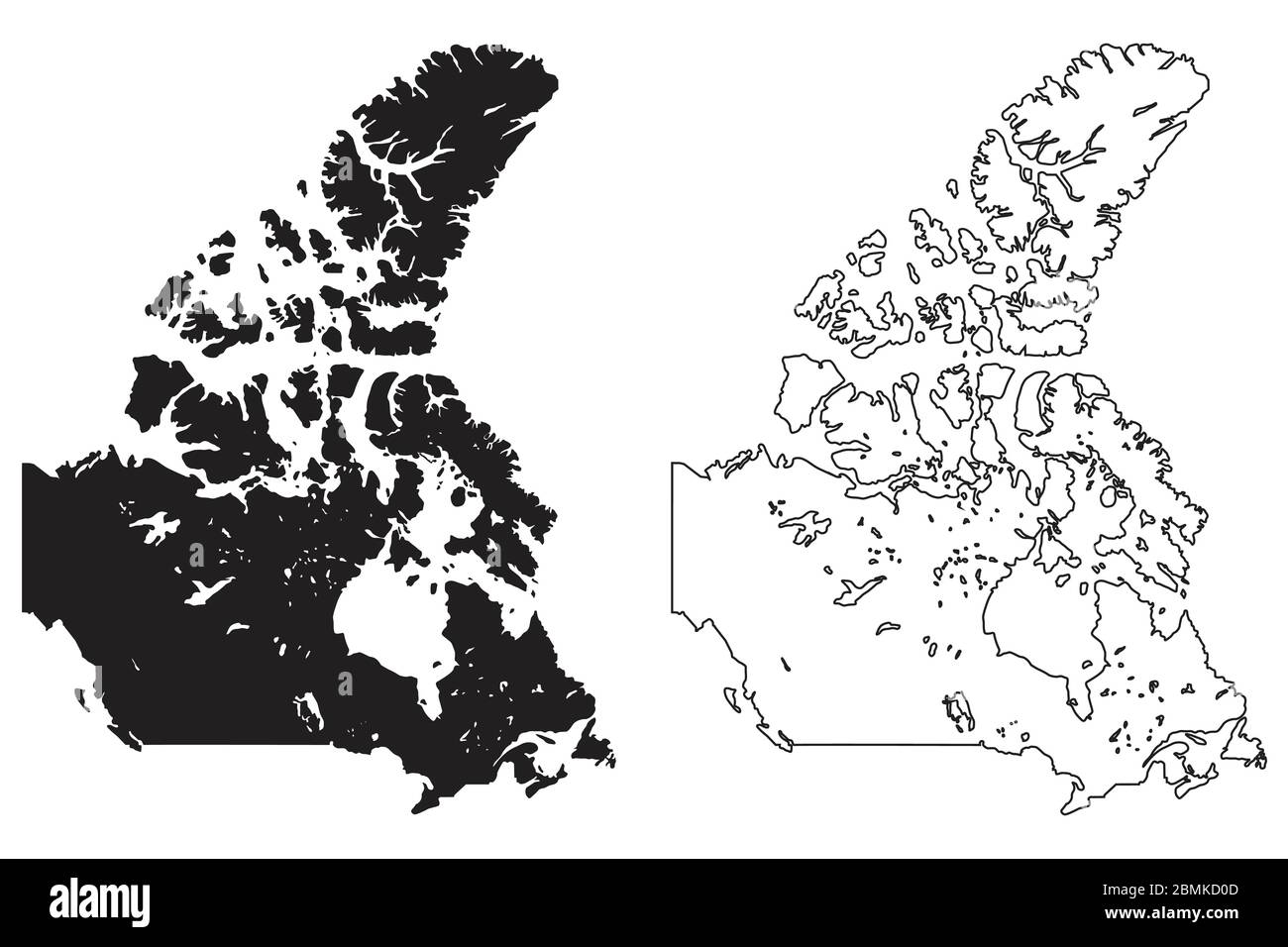 Canada Country Map. Black silhouette and outline isolated on white ...