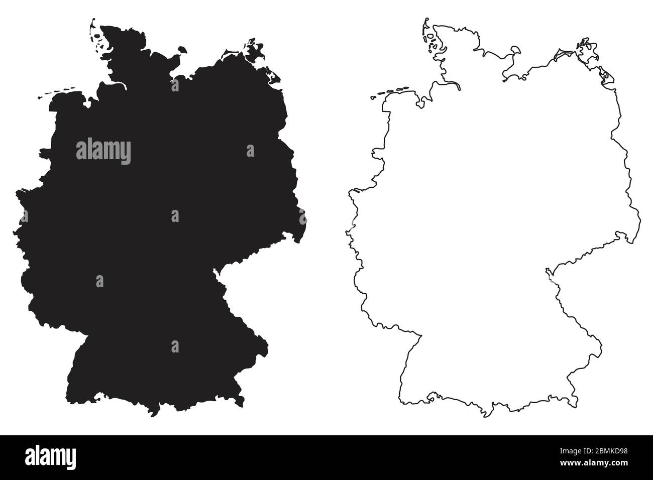 Germany Country Map. Black silhouette and outline isolated on white Germany Country Map. Black silhouette and outline isolated on white