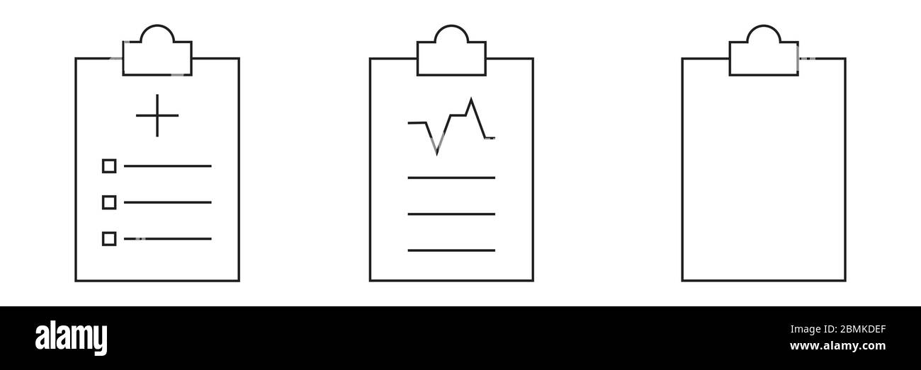 Medical Report Clipboard Outline Set. EPS Vector Stock Vector