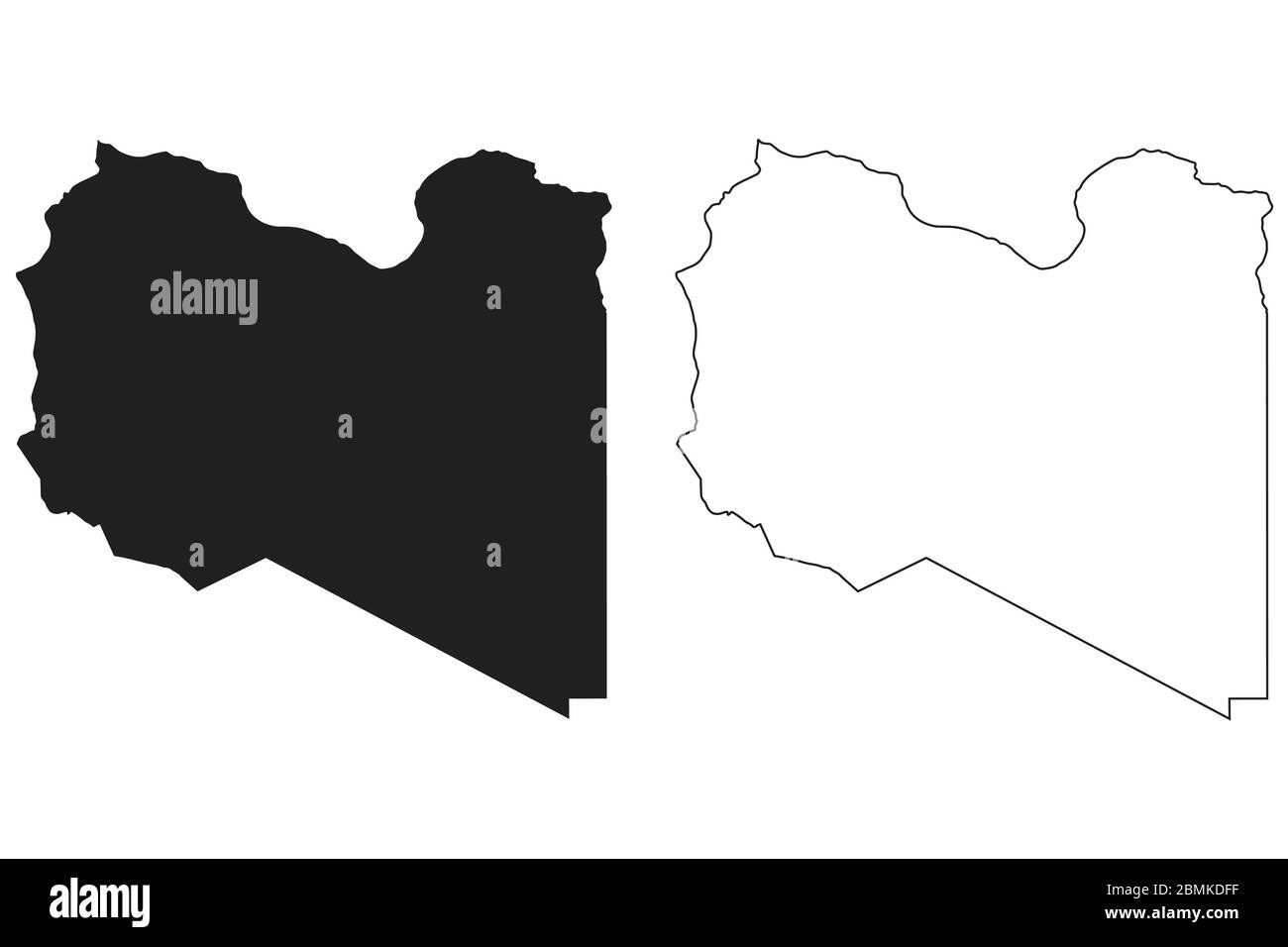 Libya Country Map. Black silhouette and outline isolated on white background. EPS Vector Stock Vector