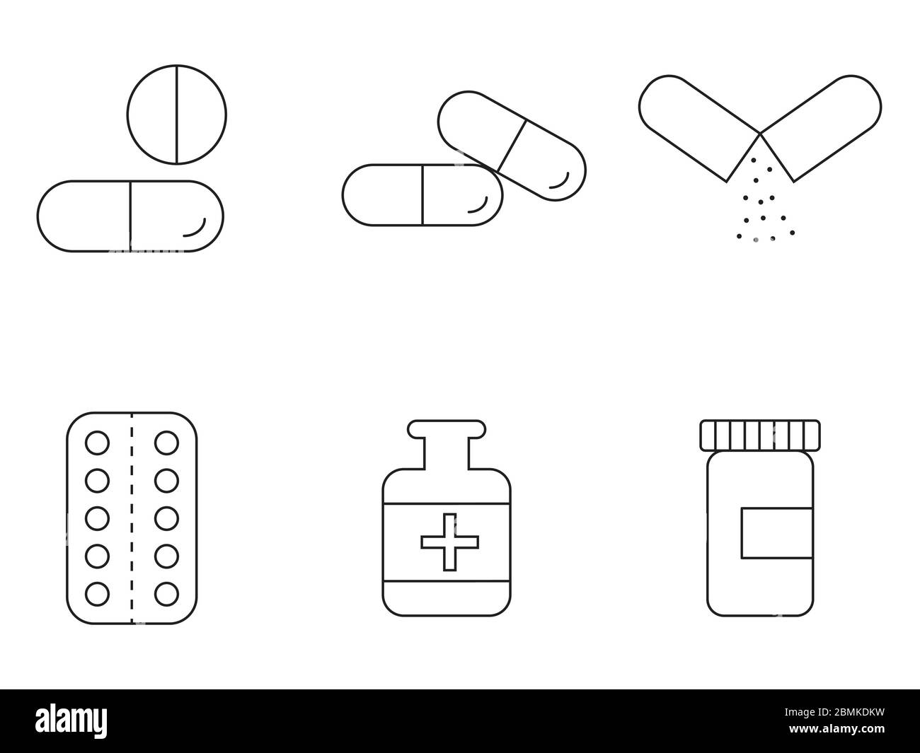 Medicine Drugs Icon Outline Set. EPS Vector Stock Vector