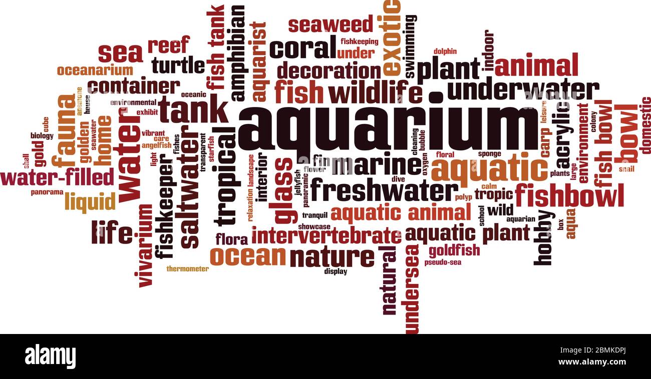 Aquarium word cloud concept. Collage made of words about aquarium