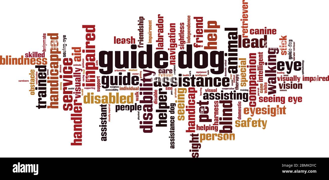 Guide dog word cloud concept. Collage made of words about guide dog. Vector illustration Stock Vector