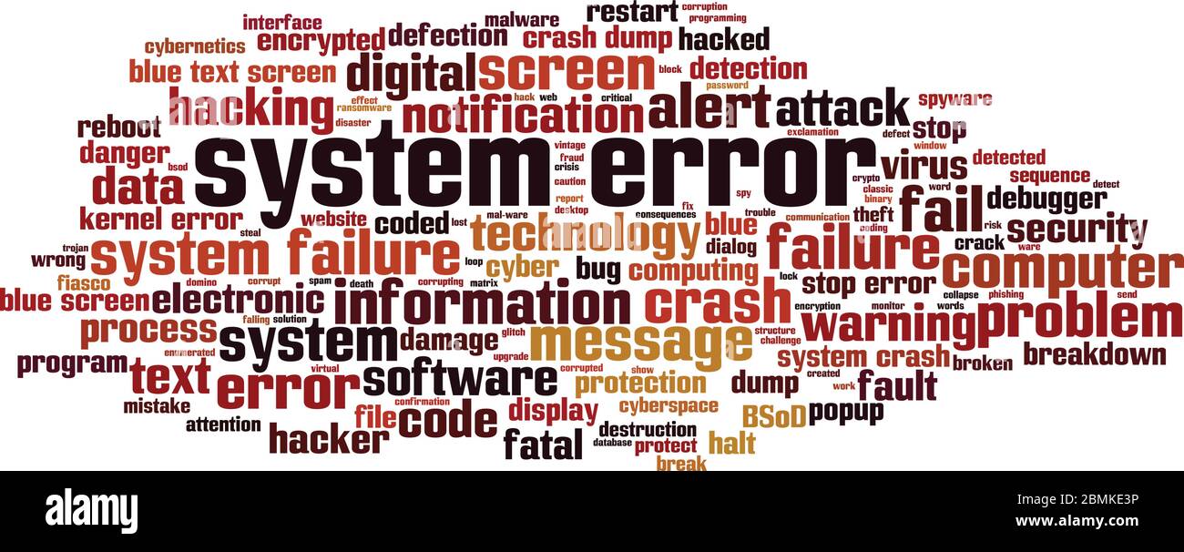 System error word cloud concept. Collage made of words about system error. Vector illustration Stock Vector