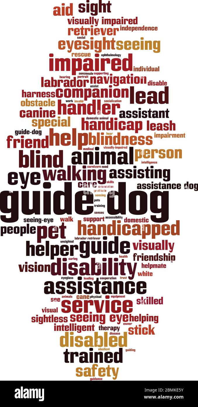 Guide dog word cloud concept. Collage made of words about guide dog. Vector illustration Stock Vector