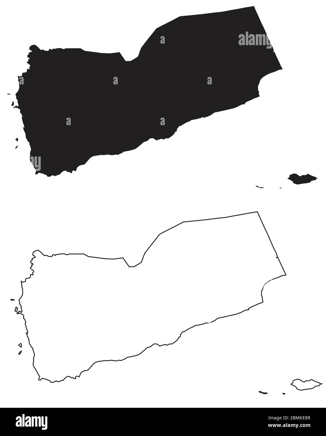 Yemen Country Map Black Silhouette And Outline Isolated On White Background Eps Vector Stock 