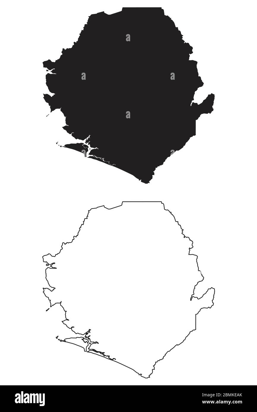 Sierra Leone Country Map. Black silhouette and outline isolated on ...
