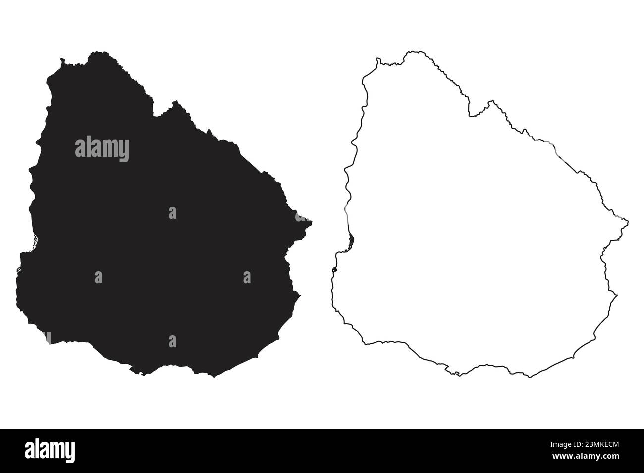 Uruguay Country Map. Black silhouette and outline isolated on white background. EPS Vector Stock Vector
