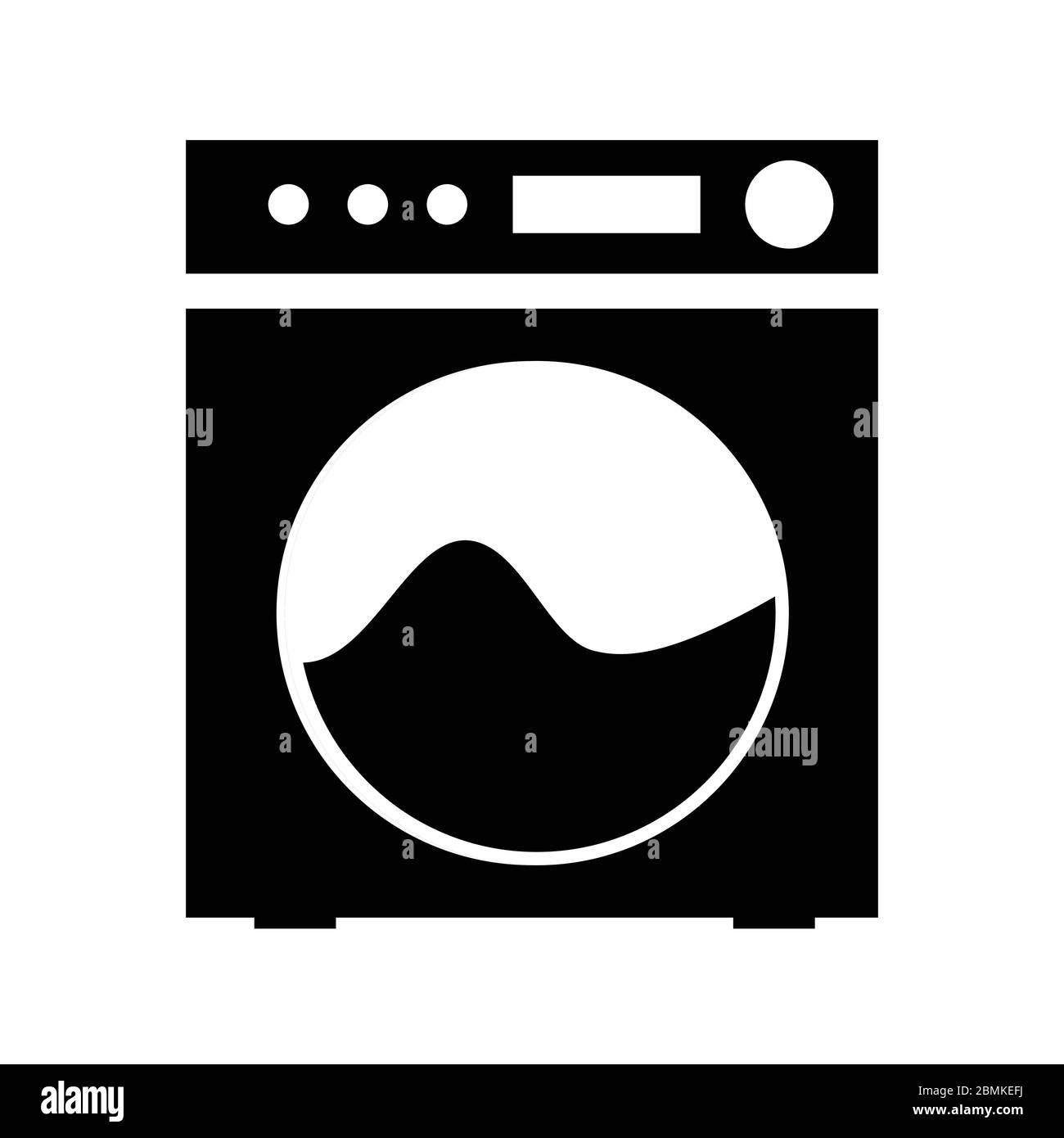 Washing Machine Black and White Icon Pictogram Illustration. EPS Vector