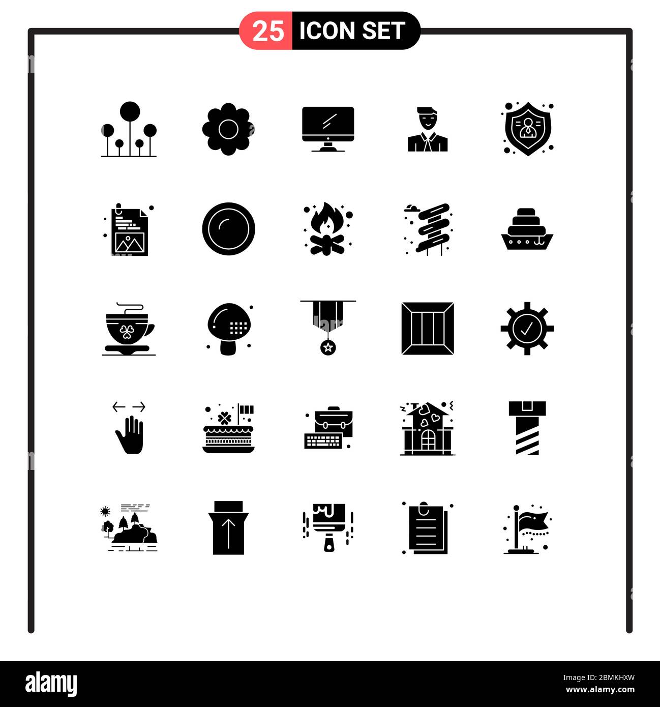 Set of 25 Modern UI Icons Symbols Signs for action, teacher, monitor ...