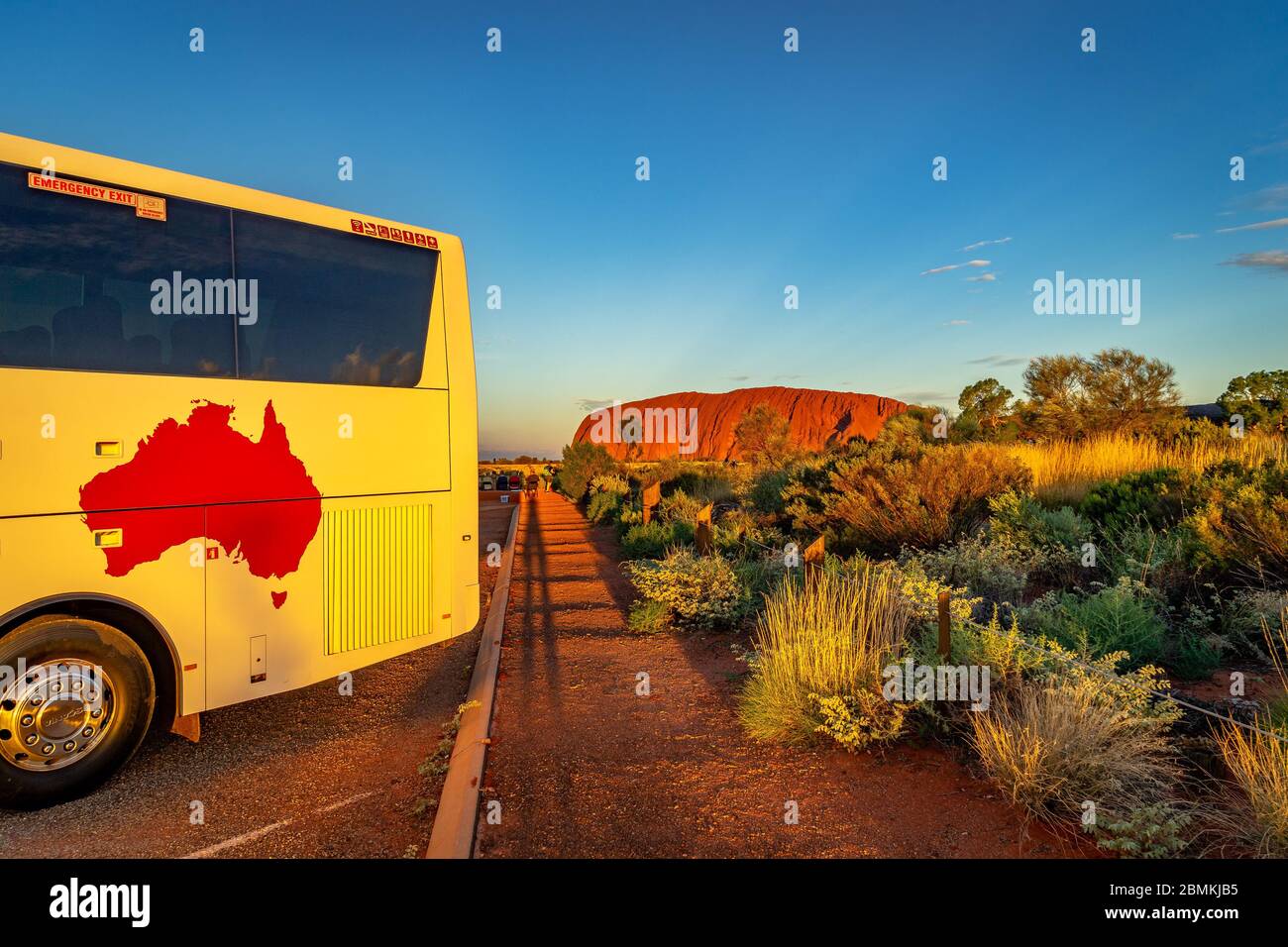 Ayers Rock, Northern Territory, Australia Tourist bus with Australian