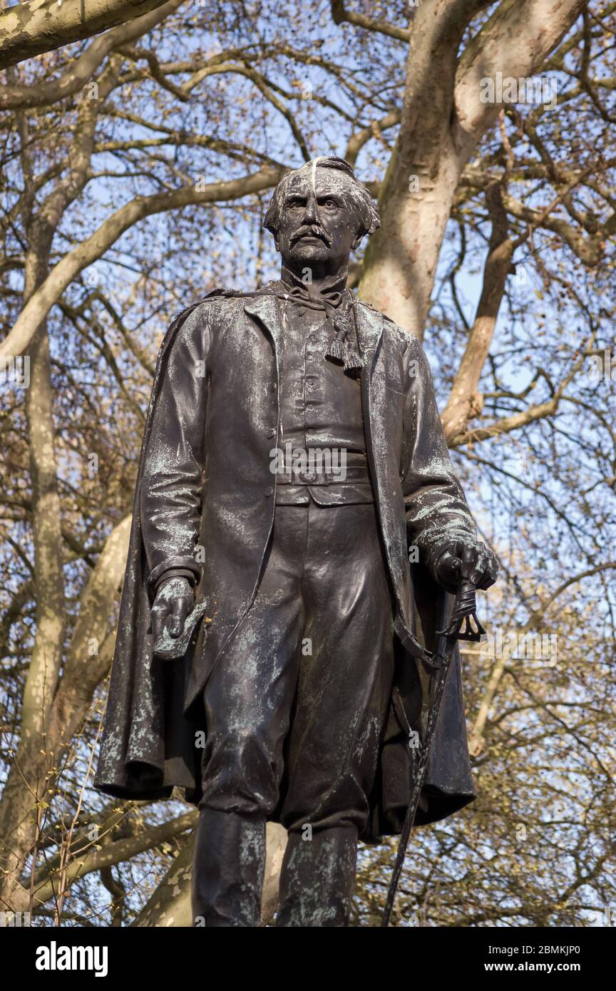 Statue of John, first Lord Lawrence in Waterloo Place, London.  He ruled the Punjab during the SEpoy Mutiny and was Viceroy of India.  Statue ereted 1 Stock Photo