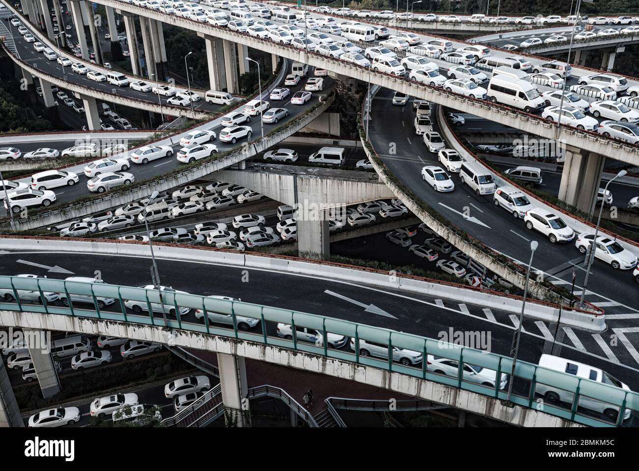 manipulated traffic jam in city Stock Photo