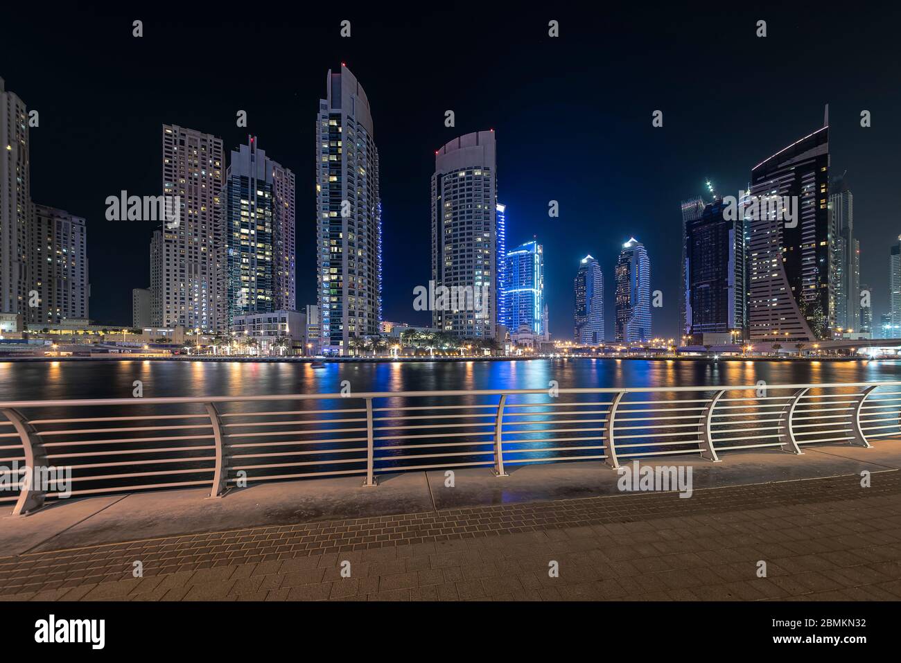Dubai Marina in evening Stock Photo