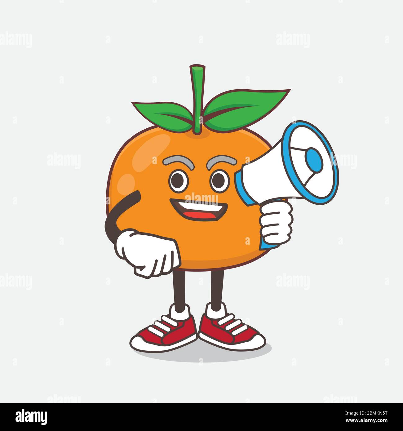 An illustration of Mandarin Orange cartoon mascot character holding a ...