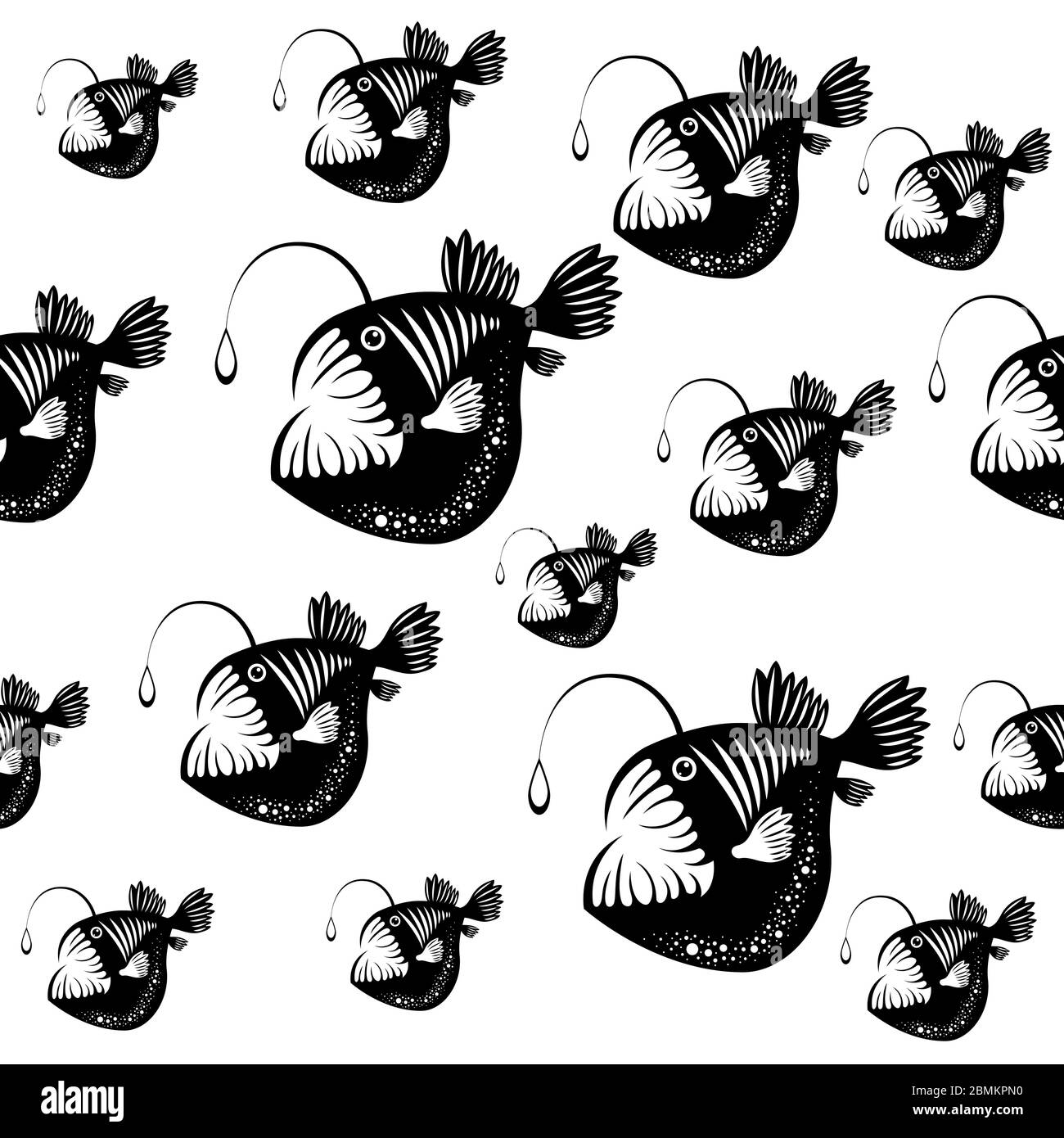 Angler Fish. Lophius piscatorius. Isolated on white. Underwater world