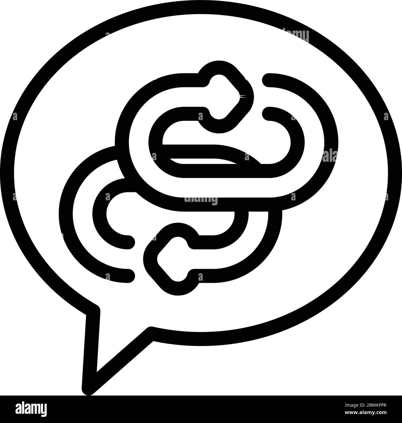 Link in a chat bubble icon, outline style Stock Vector