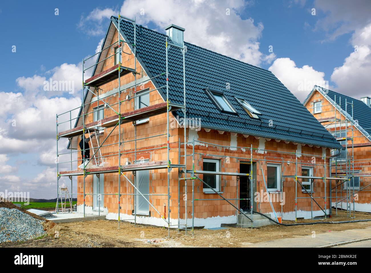 new built house in construction Stock Photo