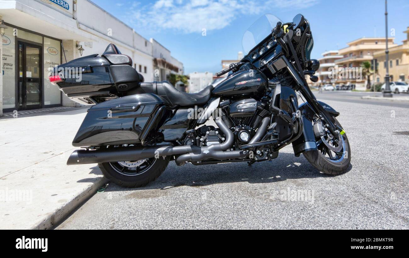 Rome Italy May 09 2020 Parked In Roman Promenade At Ostia Lido A Beautiful Road Motorcycle Model Harley Davidson Screamin Eagle In Limited Edition Stock Photo Alamy