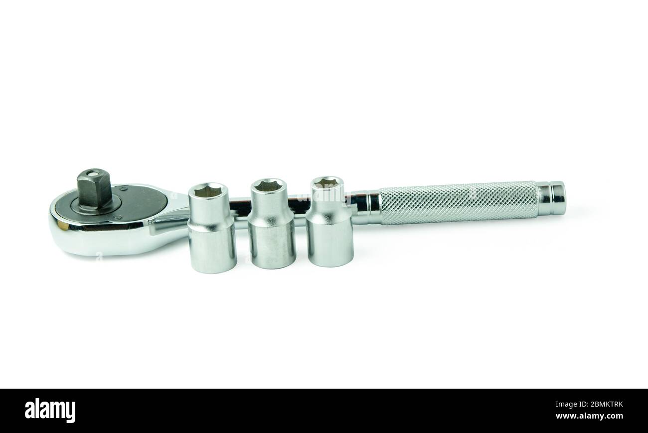 Socket spanner wrenches isolated on white background with clupping path Stock Photo