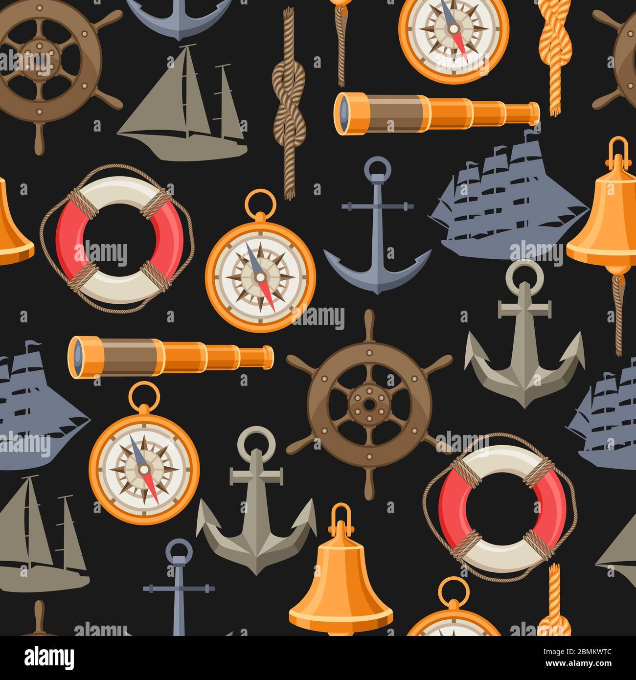 Seamless pattern with symbols and items. Stock Vector