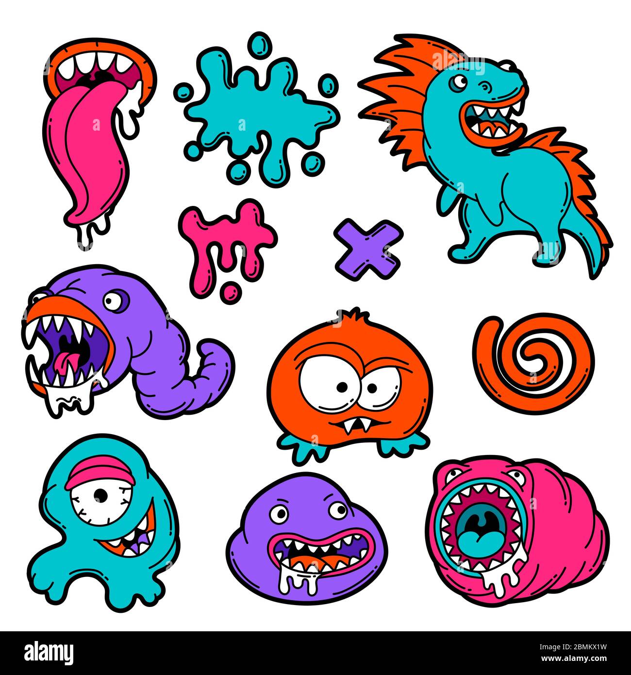 Set Of Cartoon Monsters Stock Vector Image Art Alamy