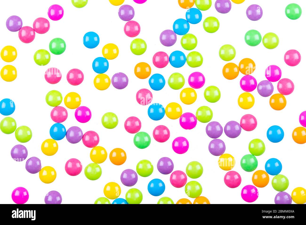 Colorful chocolate coated candy isolated on white background with ...