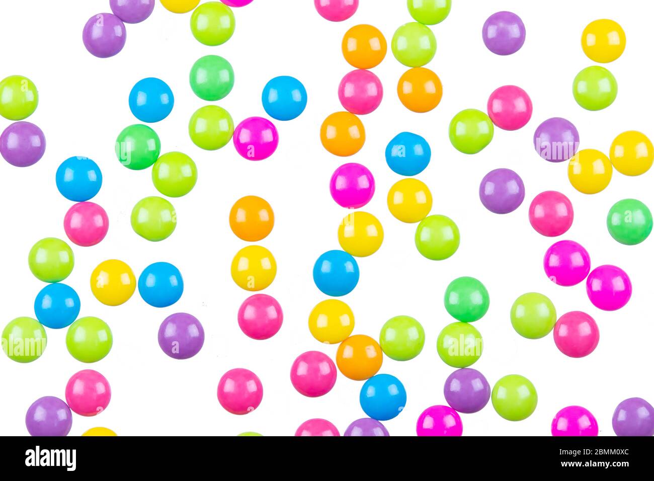 Colorful chocolate coated candy isolated on white background with ...