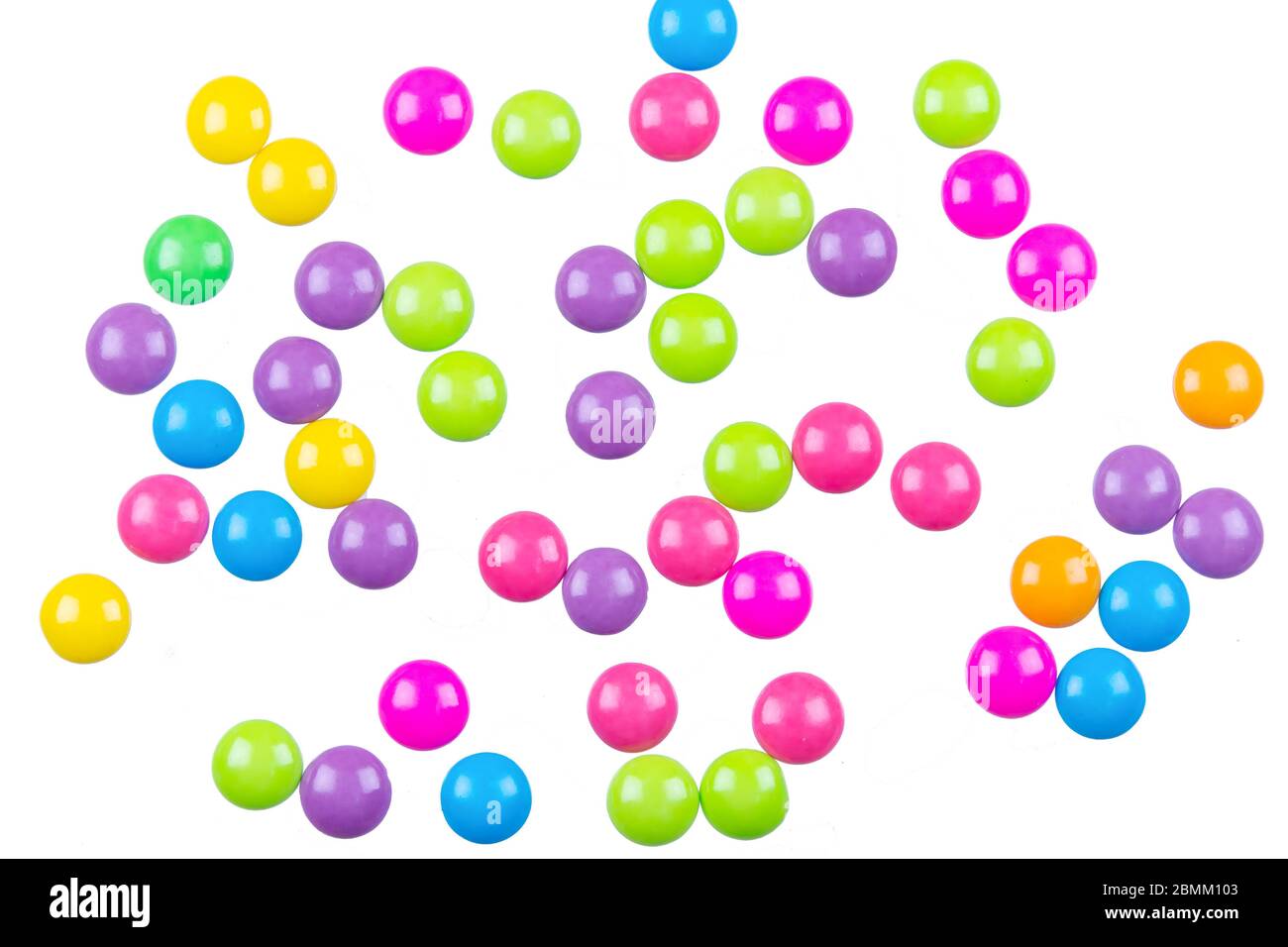 Colorful chocolate coated candy isolated on white background with ...