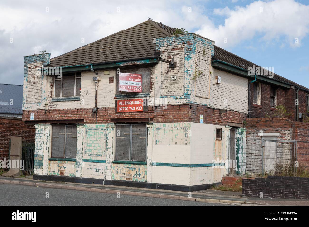 Derelict former pub building for sale in Wallasey Wirral August 2019 Stock Photo