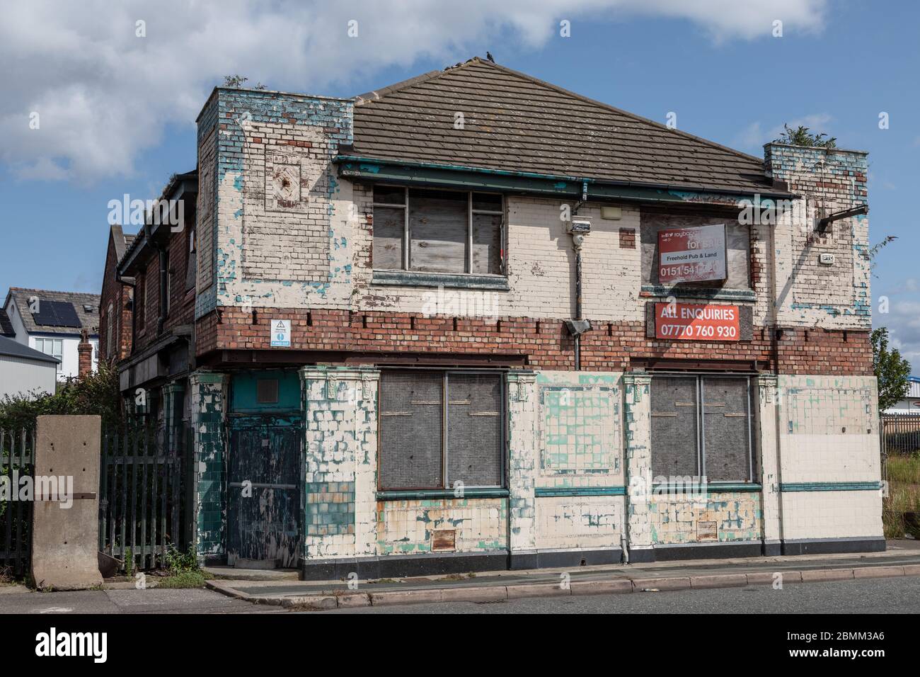Derelict former pub building for sale in Wallasey Wirral August 2019 Stock Photo