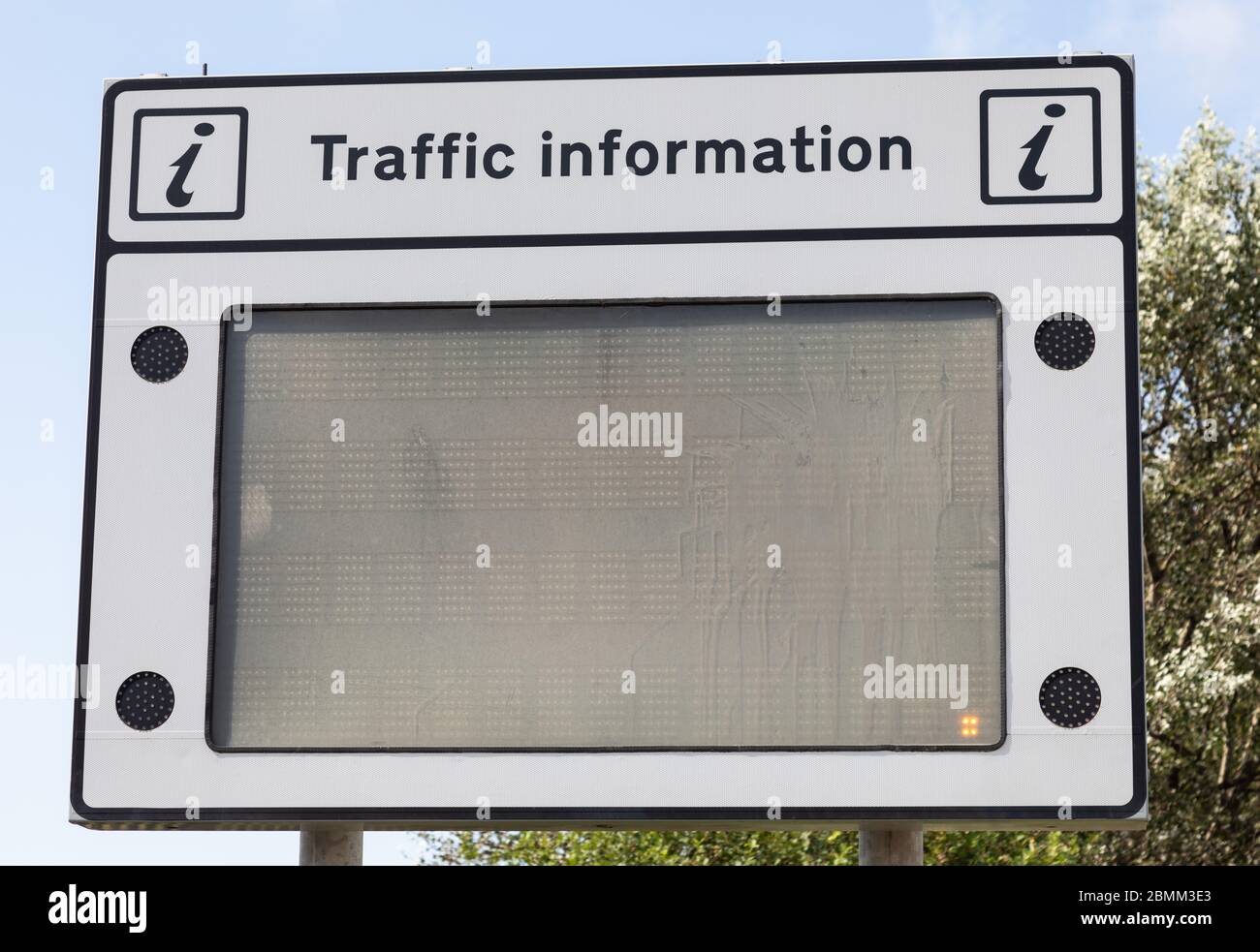 Blank traffic information board in Wallasey Wirral August 2019 Stock Photo