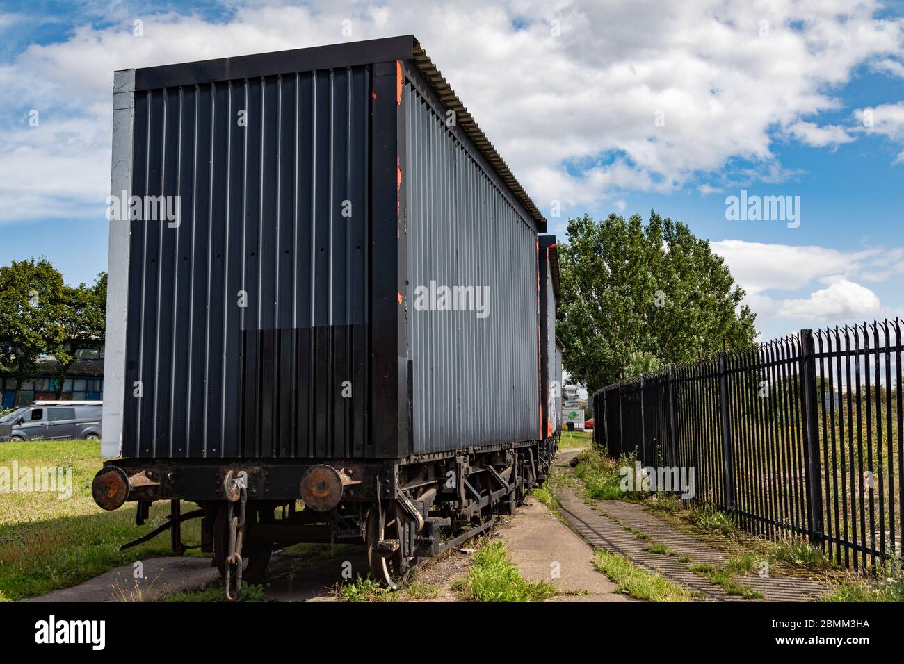 disused railway carriage and tracks in Wallasey Wirral August 2019 Stock Photo