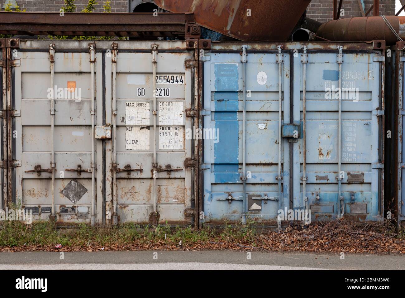 side view of ship containers in Wallasey Wirral August 2019 Stock Photo