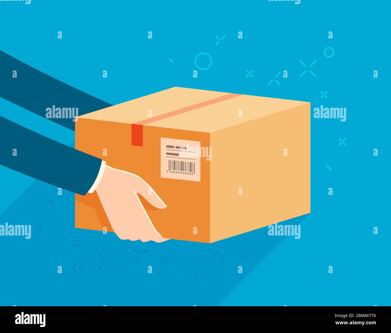 Box, package in hands. Delivery service, delivering vector illustration Stock Vector