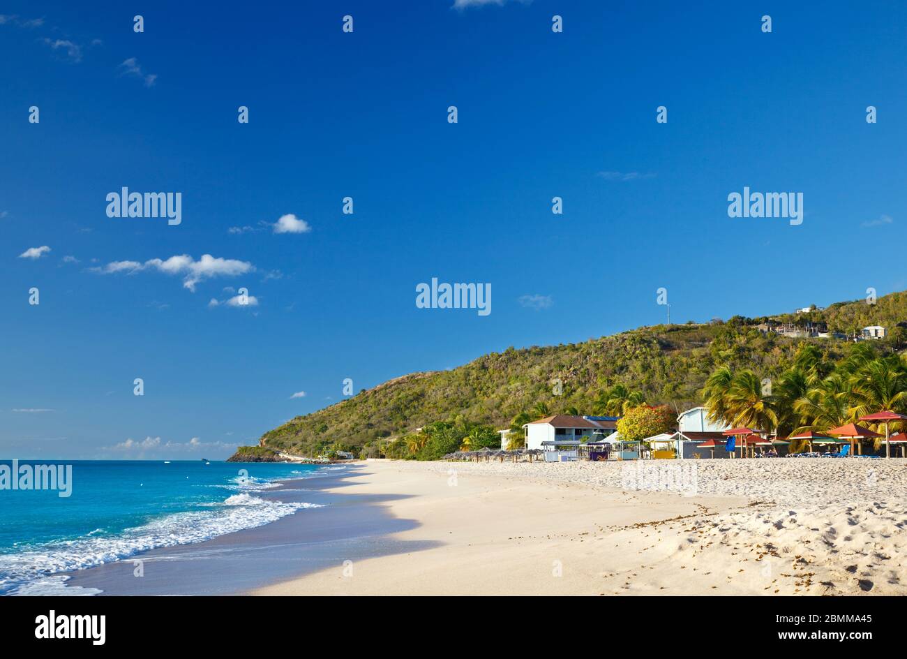 Turners Beach in Antigua with deep blue sky and turquoise water Stock