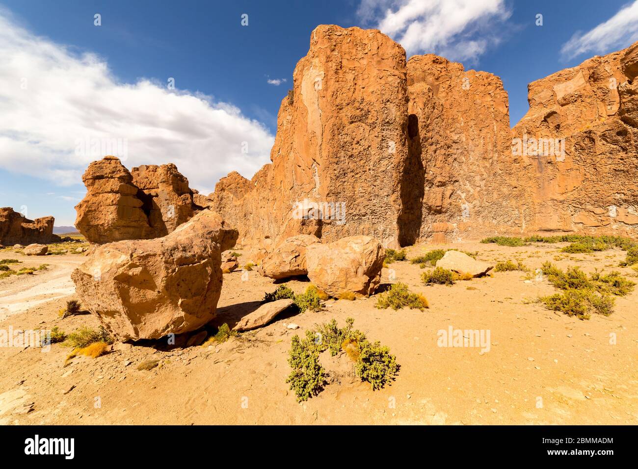 Eroded and bizarre formed orange colored rocks and boulders in Valle de ...