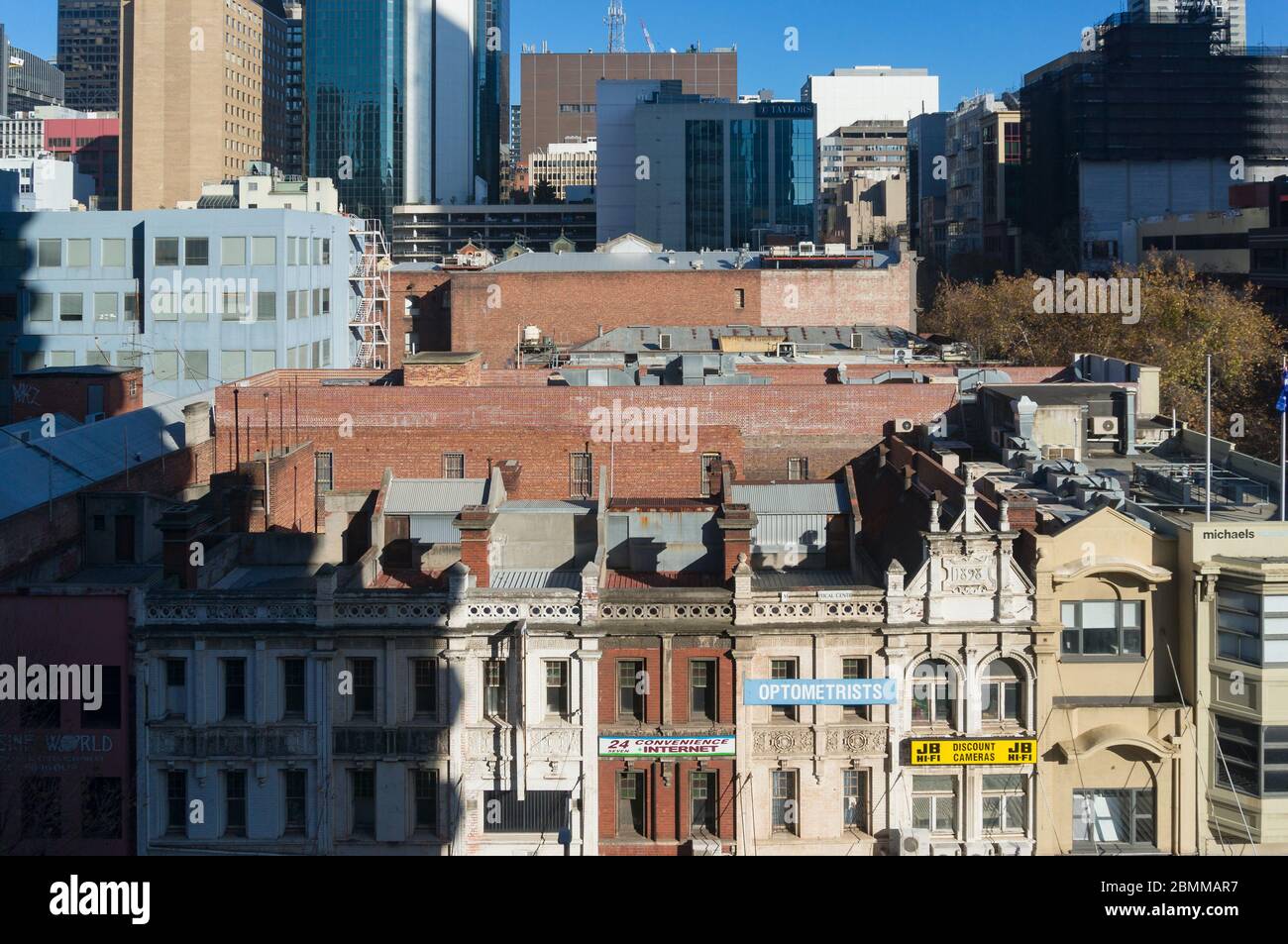 Melbourne, Australia - June 14, 2017: Historic buildings on Elizabeth street in Melbourne CBD. Australia Stock Photo