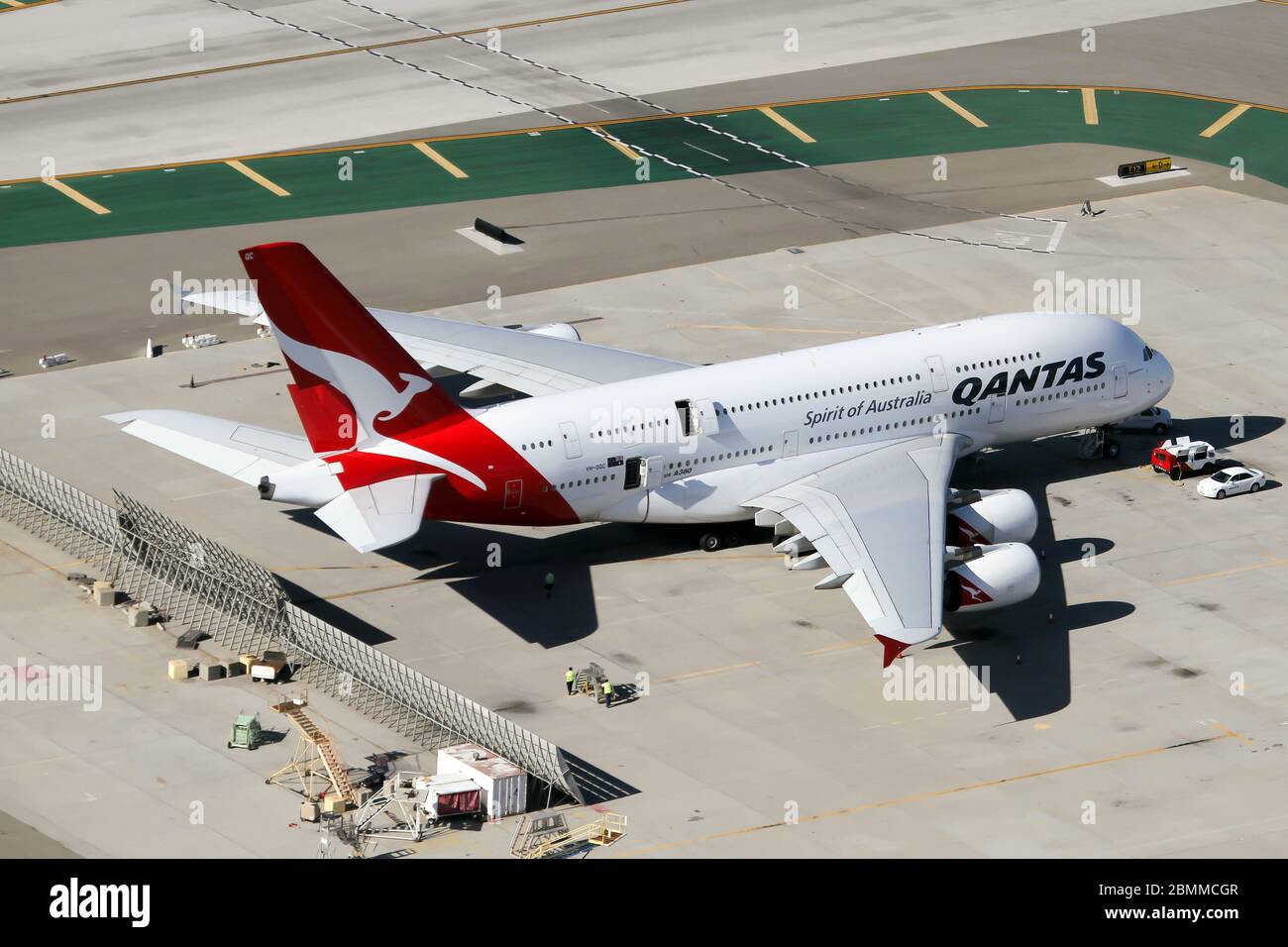 Los Angeles, USA. 31st Aug, 2015. A Qantas Airbus 380 parked at Los Angeles International Airport. Credit: Fabrizio Gandolfo/SOPA Images/ZUMA Wire/Alamy Live News Stock Photo