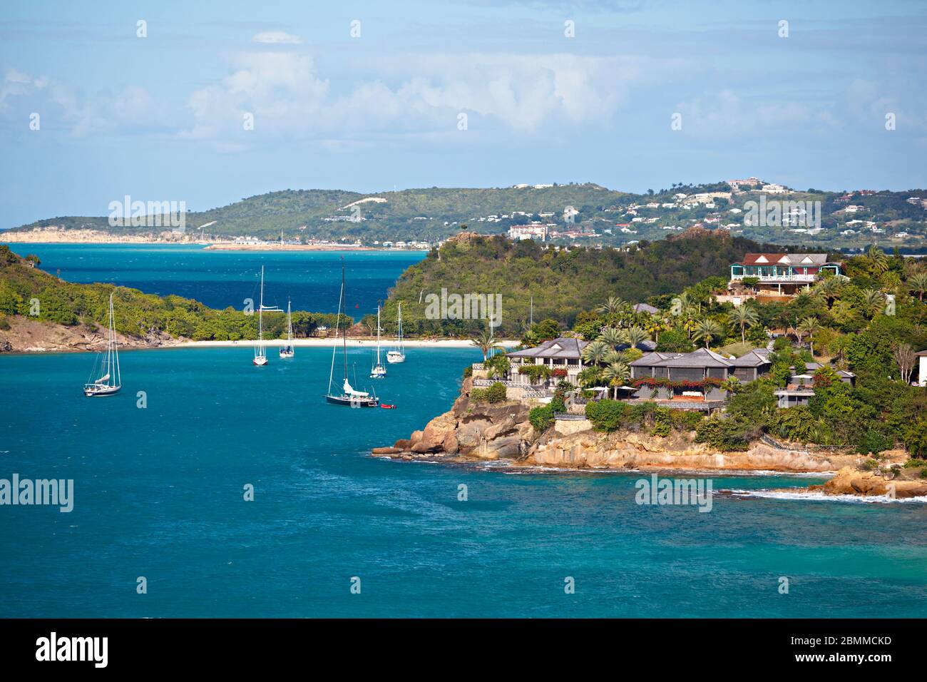 Deep Bay and residence buildings, Antigua Stock Photo Alamy