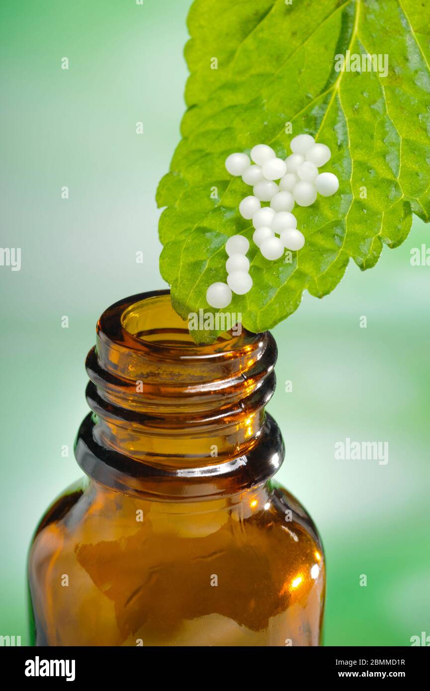 alternative medicine with homeopathy and medicinal plant Stock Photo