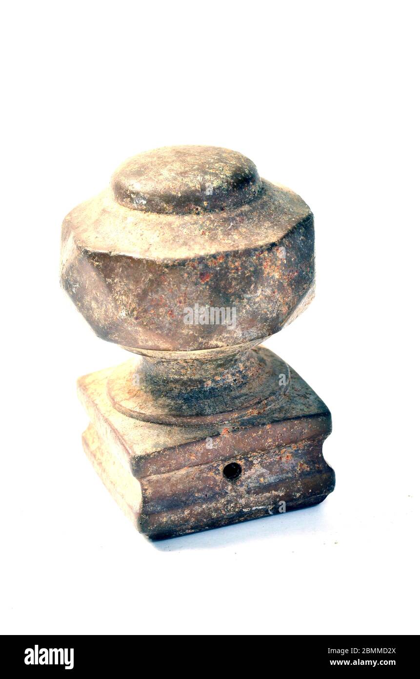 Old rusty tin knob found in old rubbish heap Stock Photo