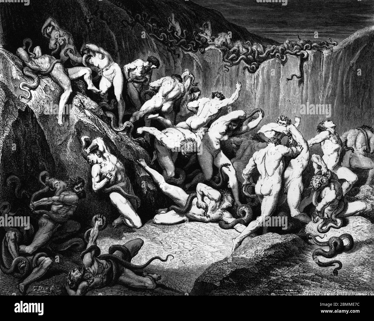 Illustration du Chant 24 de L'Enfer in 'La Divine Comedie' (la divina commedia) de Dante Alighieri. Gravure de Gustave Dore (1832-1883). Stock Photo